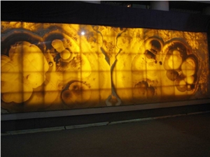 Backlit Orange Onyx Glass Niche Wall