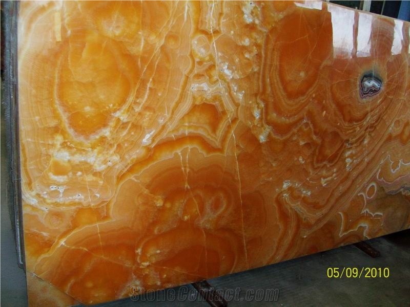 Backlit Orange Onyx Glass Niche Wall (Z-31)