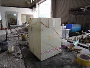 Backlit White Onyx Glass Panel