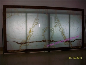 Backlit White Onyx Glass Panel