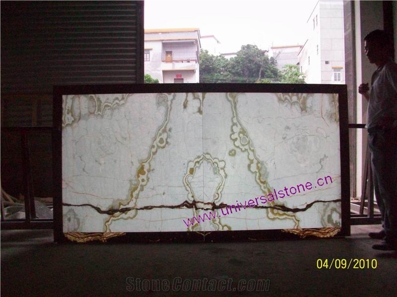 Backlit White Onyx Glass Panel
