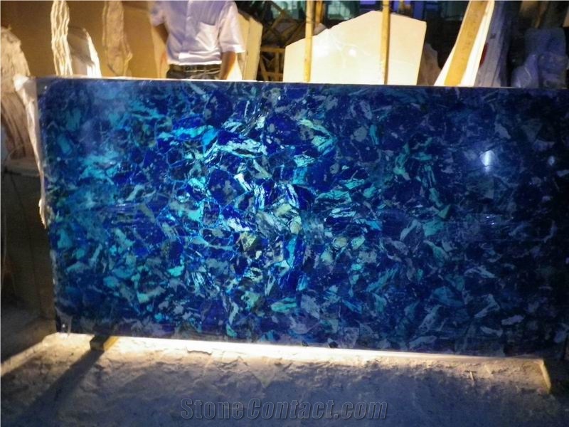 Blue Semiprecious Stone Agate Panel