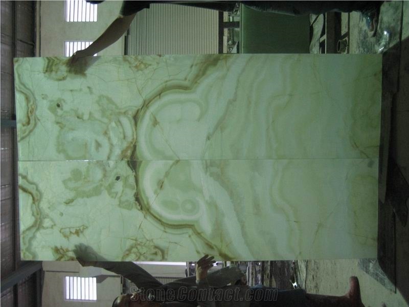 Green Jade Onyx Glass Panel Backlit (J87)