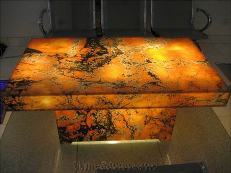 Translucent Afterglow Onyx Glass Table(Z10)