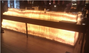 Translucent Honey Onyx Glass Bar Top