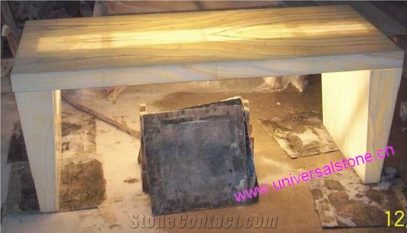 Translucent Honey Wooden Vein Onyx Table(Z-25), Beige Onyx Tables