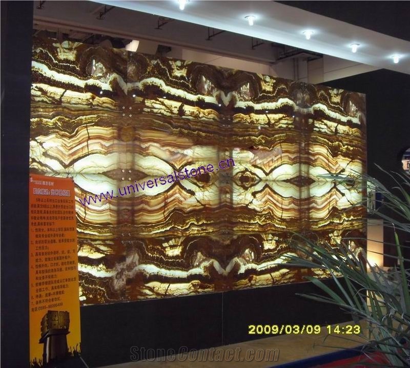 Translucent Tiger Vein Onyx Glass Niche Wall (Z-26