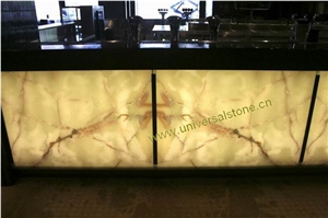Translucent White Onyx Glass Reception Desk
