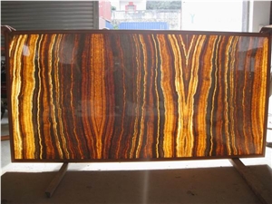 Wooden Vein Onyx Glass Panel (J038)