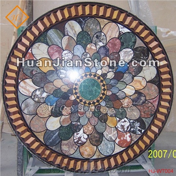 Marble Inlay Round Mosaic Table Top