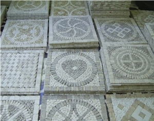Mosaic Medallions, Medium White Travertine
