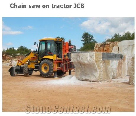 Mobile Chain Saw for Squaring Blocks on Tractor JCB