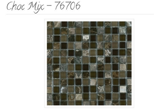 Accent Glass and Stone Mix Mosaics, Brown Marble Mosaics