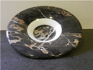Nero Portoro and Bianco Carrara Marble Plate, Black Marble