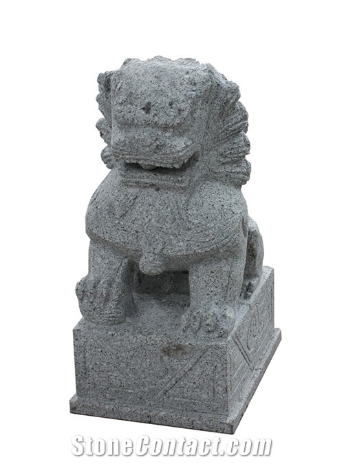 Garden Stone Lion Statue, Grey Granite Statue