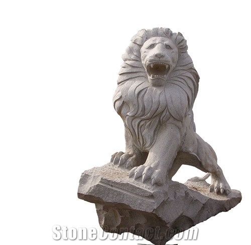 Garden Stone Lion Statue, Grey Granite Statue
