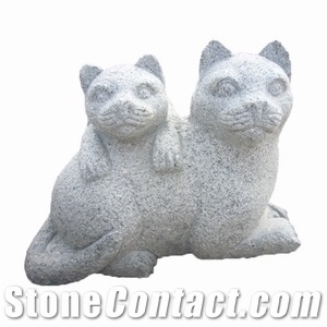 Hand Carved Stone Animal Statue, Red Granite Statue