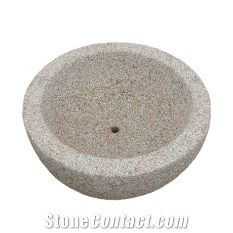 Hand Carving Stone Flowerpot, Grey Granite Pot