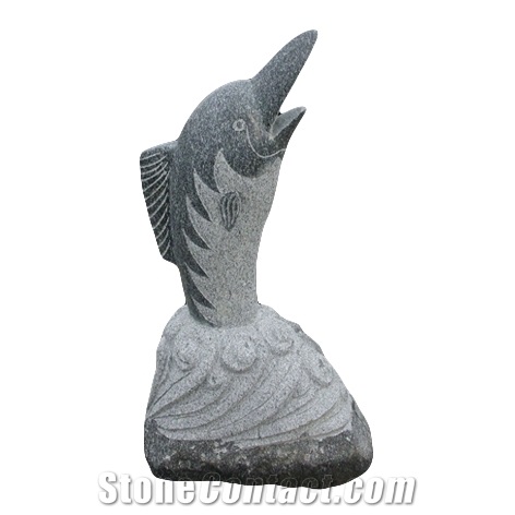 Handmade Natural Stone Animal Statue, G383 Grey Granite Statue