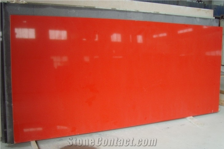 Red Artificial Engineered Quartz Stone