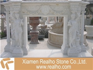 Marble Stone Fireplace, Beige Marble Fireplace