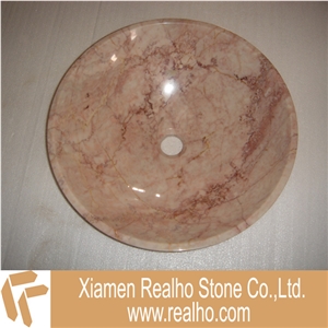 Round Marble Stone Sink, /pink Red Marble Sink