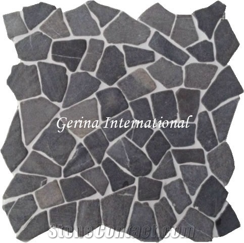 Broken Marble Stone Mosaic Tiles Interlocking, Grey Marble