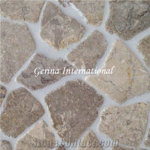 Broken Marble Stone Mosaic Tiles Interlocking, Cremanata Grey Marble