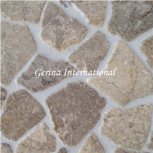 Broken Marble Stone Mosaic Tiles Interlocking, Cremanata Grey Marble
