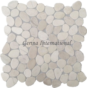 Pebble Stone Mosaic Tiles Cut Sliced