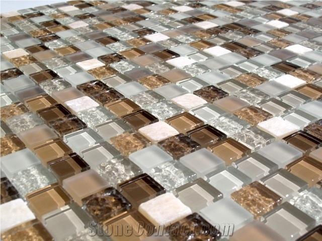 Taupe Glass & Stone Mix Mosaic