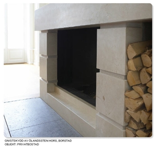 Fireplace in Oeland Hors, Oel ,Hors Grey Limestone