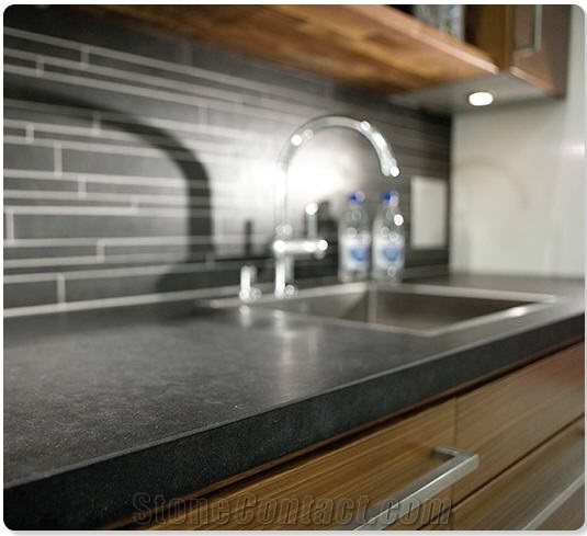 Honed Black Granite Kitchen Countertops, Boalt Black Granite