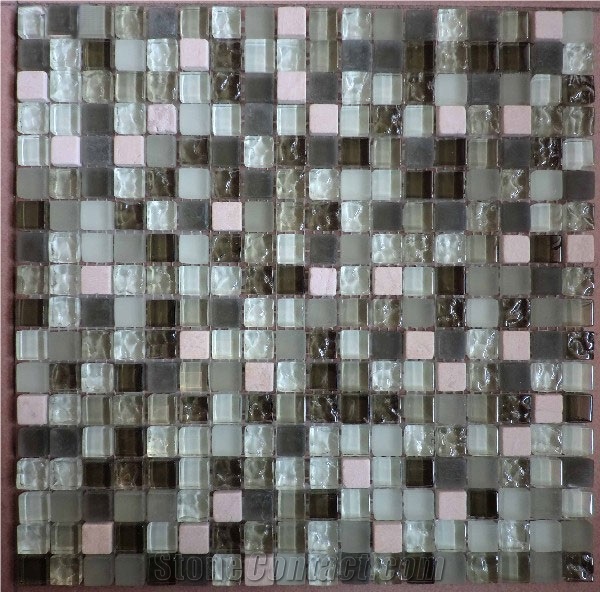 Cheap Beige Marble Glass Mosaic Tiles