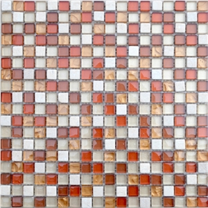 Cheap Crema Marfil Red Galss Mosaic Tile
