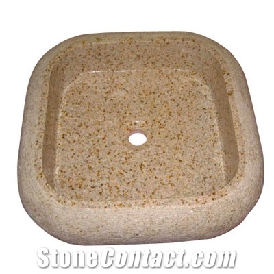 Cheap G682 Natural Stone Vessel Sink, G682 Yellow Granite Vessel Sink