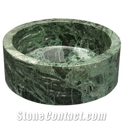 Dark Green Stone Round Sink, Green Marble Round Sink