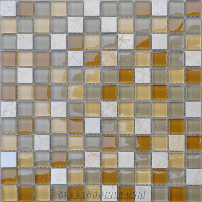 Egypt Beige Stone Mosaic Glass Mosaic Pattern, Beige Marble Mosaic Pattern