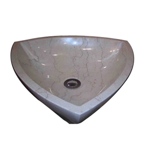 Shell Beige Triangular Stone Vessel Sink, Beige Marble Vessel Sink