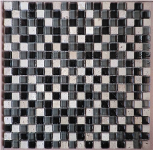 White Travertine Glass Mosaic Tiles