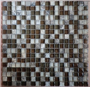 Yellow Wooden Vein Marble Glass Mosaic Tiles