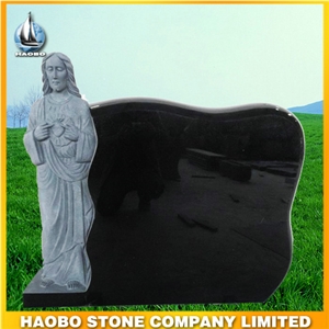 Jesus Carving Monument Black Headstone