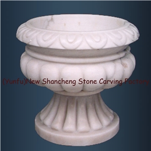 Marble Stone Flower Pot, White Marble Flower Pot