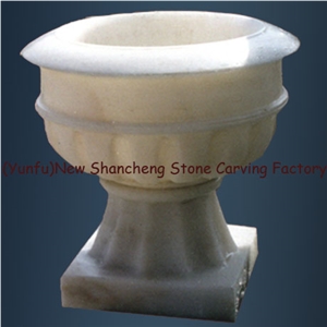 White Marble Carved Flower Pot