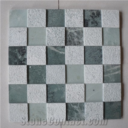 Green Marble and White Marble Mix Mosaic