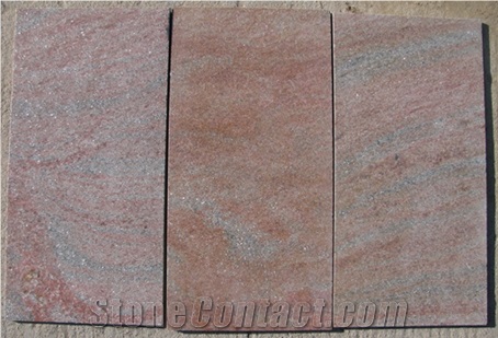 Red Quartzite Honed Tiles