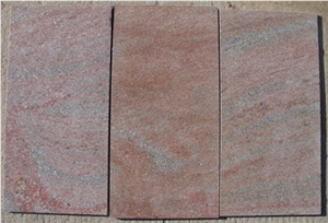 Red Quartzite Honed Tiles