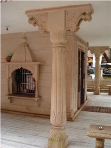 Sandstone Carved Columns, Bansi Pink Sandstone