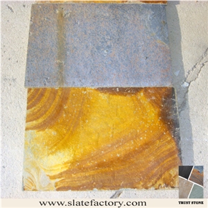Cheap Price Chinese Peacock Rustic Slate Patio Flooring Tiles, Multicolor Rusty Slate Patio Paving, Factory Supply Cheap Rustic Slate Patio Flooring Tiles
