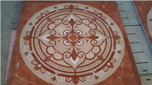 Waterjet Medallion, Waterjet Pattern,mosaic, Alicante Red Marble Waterjet Medallion